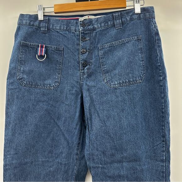 Vintage Tommy Hilfiger Dark Wash High Rise Cropped Denim Straight‎ Jeans Size 14 - Picture 2 of 9